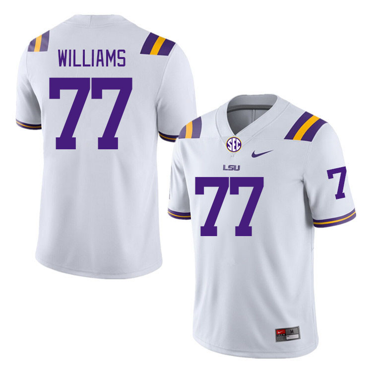 Men #77 Ory Williams LSU Tigers College Football Jerseys Stitched-White